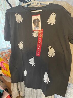 State of Mine Black Short Sleeve Tee with White Ghost Graphic NWT